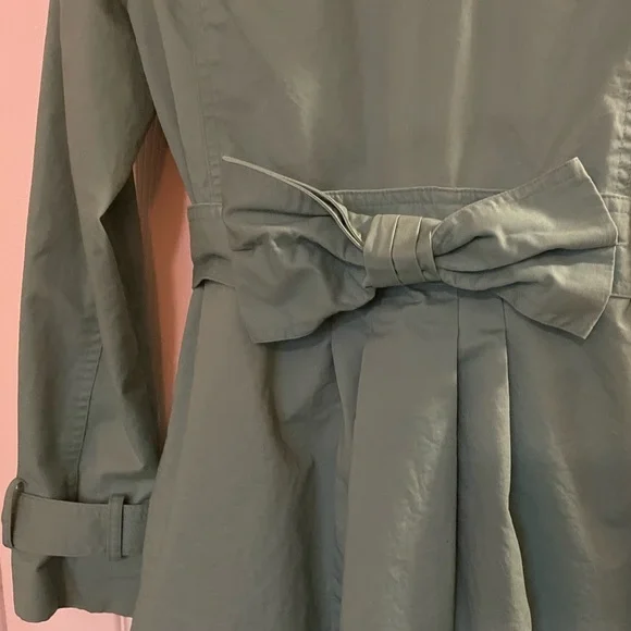 LC Lauren Conrad Teal Trench Coat with Floral Lining, Size 4 - Picture 7 of 9